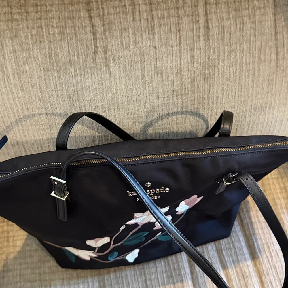 Kate Spade Black Tote with Floral Embroidery - Picture 11 of 12